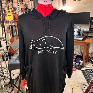 Black Hoodie with Cat Graphic